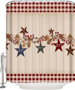 Farm Country Star Print Shower Curtain for a rustic and waterproof bathroom experience