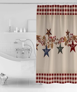 Farm Country Star Print Shower Curtain for a rustic and waterproof bathroom experience