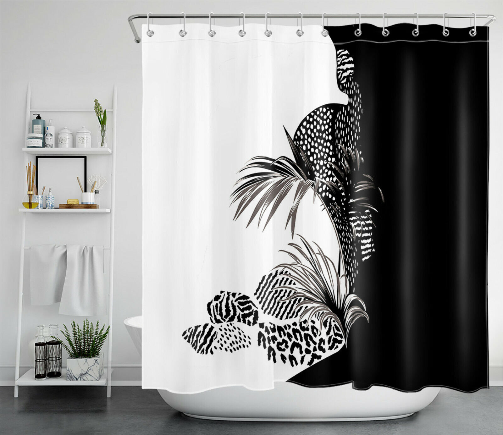 Farm Cow Daisy Flower Watercolor Shower Curtain For Bathroom - Image 2