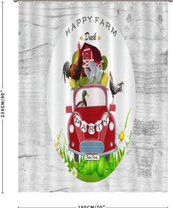 Farm Holiday Duck Print Shower Curtain, Waterproof Fabric Bathroom Decor, Unique Curtains