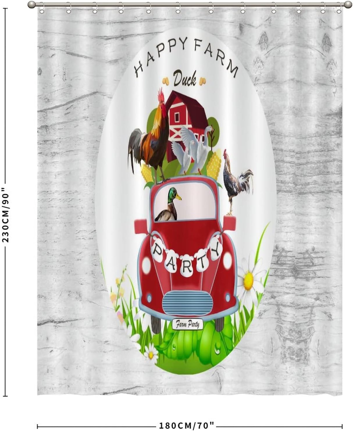 Farm Holiday Duck Print Shower Curtain, Waterproof Fabric Bathroom Decor, Unique Curtains