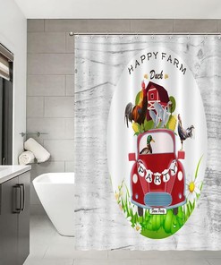 Farm Holiday Duck Print Shower Curtain, Waterproof Fabric Bathroom Decor, Unique Curtains