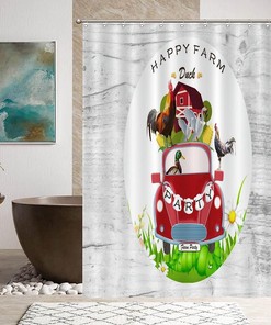 Farm Holiday Duck Print Shower Curtain, Waterproof Fabric Bathroom Decor, Unique Curtains