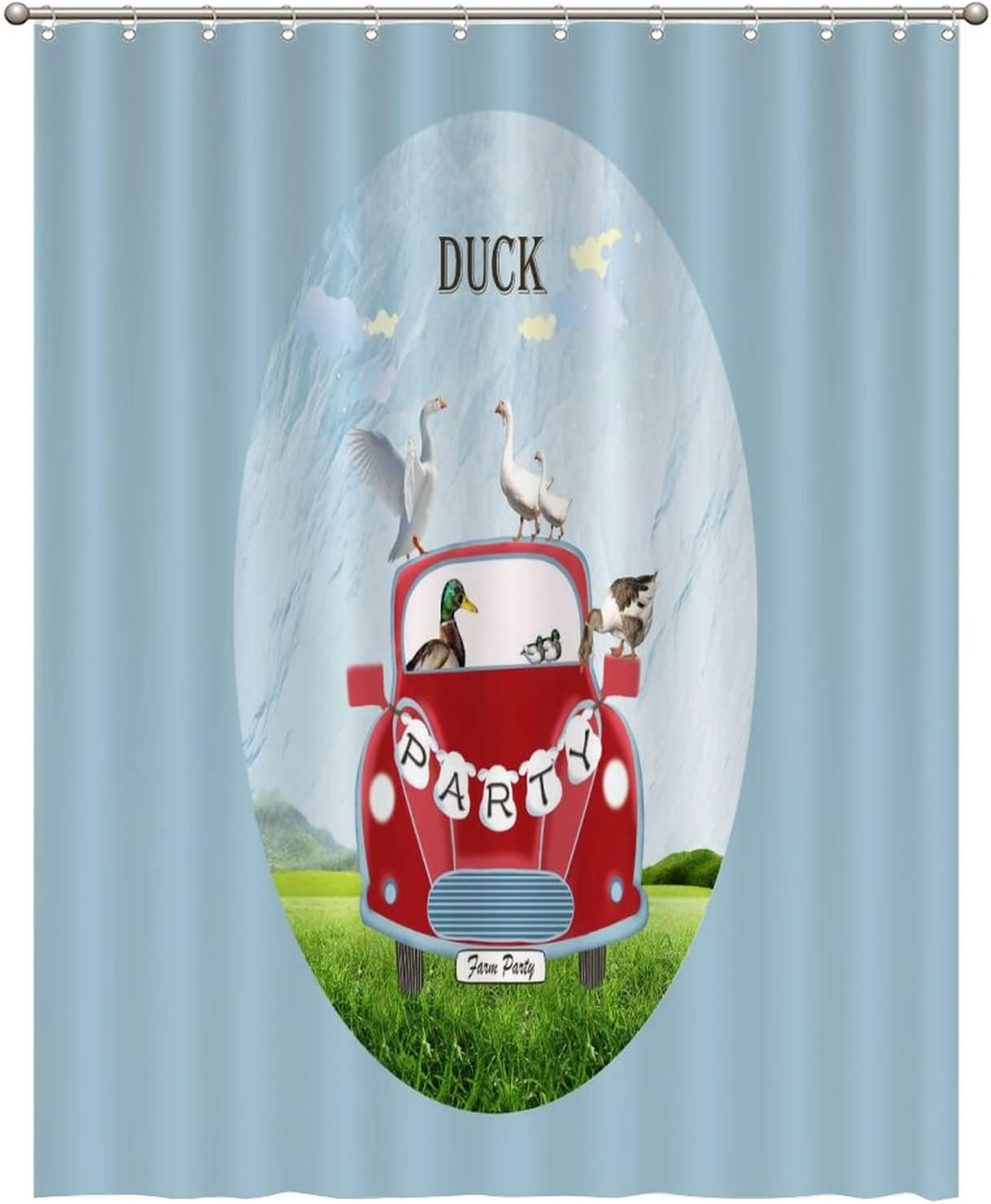 Farm Holiday Duck Waterproof Fabric Shower Curtain for a Rustic Bathroom Ambiance