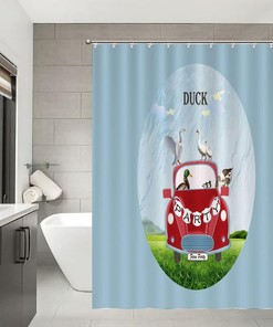 Farm Holiday Duck Waterproof Fabric Shower Curtain for a Rustic Bathroom Ambiance