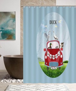 Farm Holiday Duck Waterproof Fabric Shower Curtain for a Rustic Bathroom Ambiance