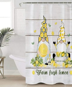 Farm Lemon Summer Fruit and Gnomes Travel Shower Curtain