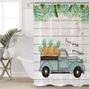 Farm Vintage Truck Fineapple Palm Leaves Shower Curtain, Tropical Bathroom Decor