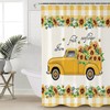 Farm Vintage Yellow Truck Lemon Sunflowers Shower Curtain, Buffalo Plaid Bathroom Decor
