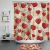 Farm Wood Planks Red Hearts Rustic Shower Curtain for Valentine's Day