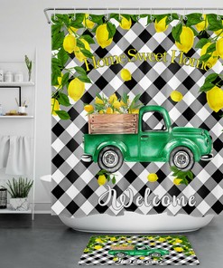 Farmers Market Fresh Lemons Modern Farmhouse Shower Curtain Bathroom Decor 