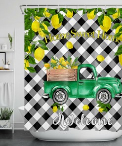 Farmers Market Fresh Lemons Modern Farmhouse Shower Curtain Bathroom Decor