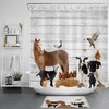 Farmhouse Art Shower Curtain Rustic Board Horse Cow Animal Bathroom Decor