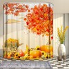 Farmhouse Autumn Shower Curtain, Fall Pumpkins And Maple Leaves Print Bathroom Decor, Beifivcl