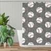 Farmhouse Baseball Shower Curtain Grey Bath Decor Fabric