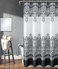 Farmhouse Boho Shower Curtain - Black And White Moroccan Bathroom Decor