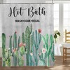 Farmhouse Cactus Shower Curtain Botanical Succulents Fabric Waterproof Country Plant Tropical Floral Curtains Bathroom