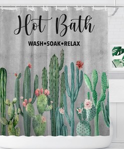 Farmhouse Cactus Shower Curtain Botanical Succulents Fabric Waterproof Country Plant Tropical Floral Curtains Bathroom