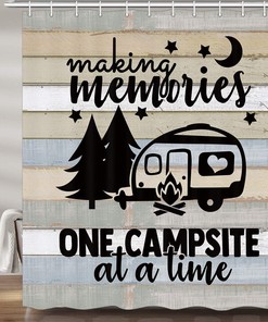 Farmhouse Camping Fabric Shower Curtain, Adds A Cozy Touch To Any Camper Rv Bathroom