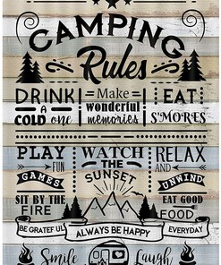 Farmhouse Camping Rules Quote Shower Curtain, Perfect For Any Camper Rv Bathroom