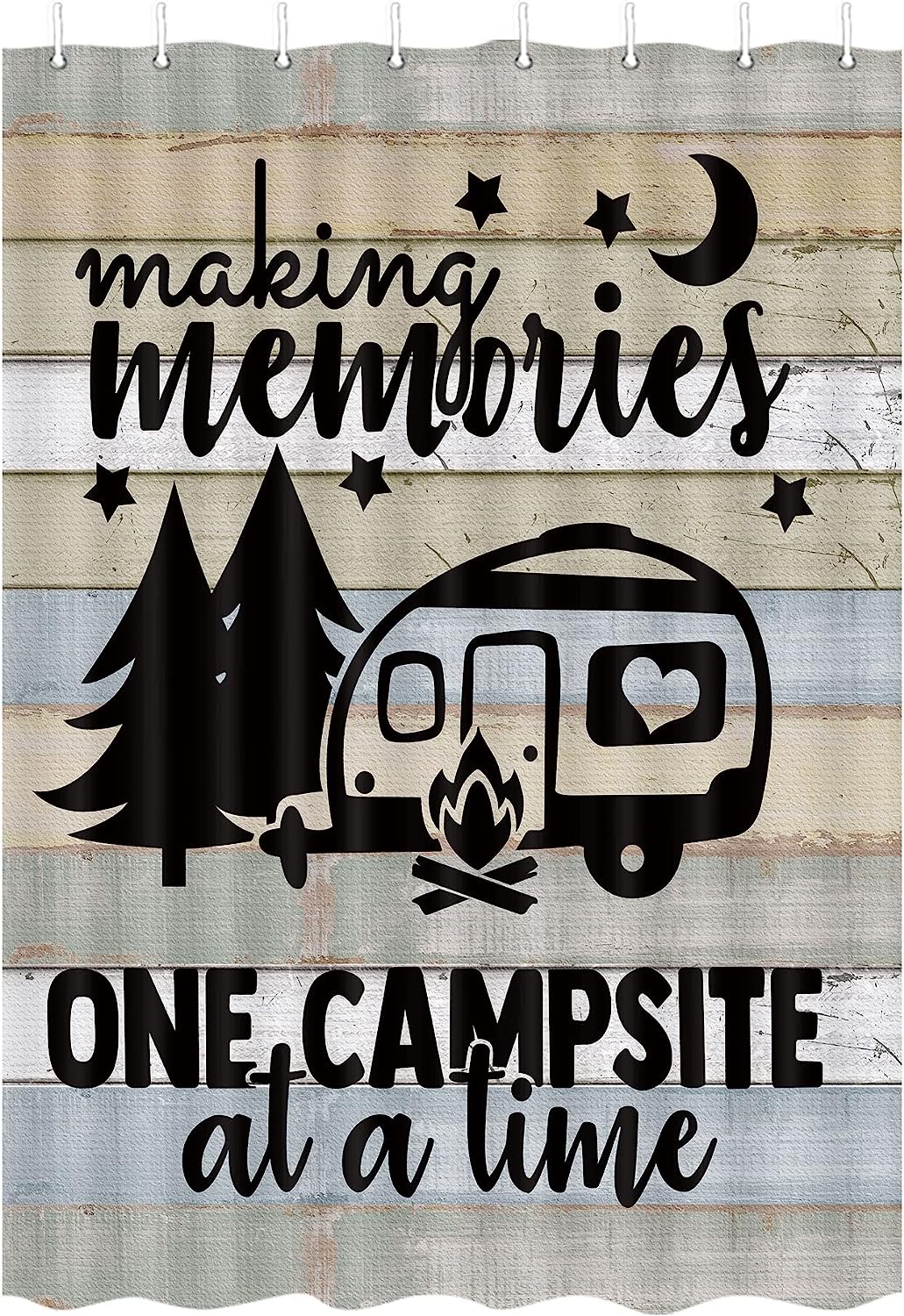 Farmhouse Camping Shower Curtain, Camper RV Trailer Bathroom Decor