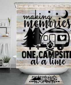 Farmhouse Camping Travel Trailer Bathroom Accessory With Camper Rv Shower Curtain Design