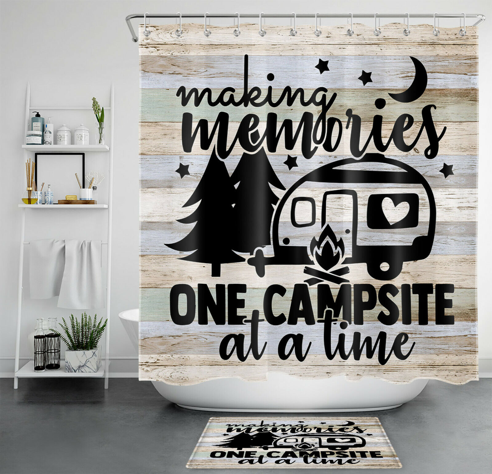Farmhouse Camping Travel Trailer Bathroom Accessory With Camper Rv Shower Curtain Design