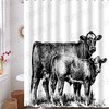 Farmhouse Cow Painting Art Shower Curtain For Rustic Bathroom Decor 