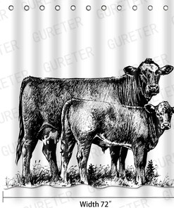 Farmhouse Cow Painting Art Shower Curtain For Rustic Bathroom Decor