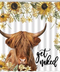 Farmhouse Cow Shower Curtain For A Rustic Bathroom Decor