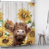 Farmhouse Cow Sunflower Shower Curtain - Funny Highland Rustic Cattle Design