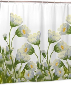 Farmhouse Daisy Shower Curtain, Rustic White Flower Bathroom Decor with Bohemian Style