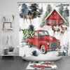 Farmhouse Elk Truck Shower Curtain for Christmas Bathroom Decor