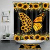 Farmhouse Flowers Sunflower Restroom Shower Curtain For Rustic Bathroom Decor