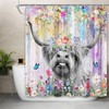 Farmhouse Highland Cow Shower Curtain With Boho Floral And Funny Western Animal Design, Perfect For Your Bathroom Decor