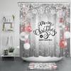 Farmhouse Planks Xmas Ball Snowflake Christmas Shower Curtain - Modern Rustic Bathroom Decor
