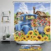 Farmhouse Red Truck Flowers Sunflower Butterfly Shower Curtain For Bathroom Accessories 