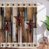 Farmhouse Rustic Barn Door And Texas Star Fabric Shower Curtain