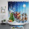 Farmhouse Santa Sleigh And Snowflakes Shower Curtain For Winter Bathroom Decor 