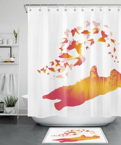 Farmhouse Shower Curtain with Wild Animal Bear Butterfly Design, Rustic and Chic for Bathroom Accessories