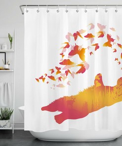 Farmhouse Shower Curtain with Wild Animal Bear Butterfly Design, Rustic and Chic for Bathroom Accessories