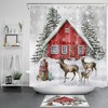Farmhouse Snowflake Elk Shower Curtain for Christmas Bathroom Decor