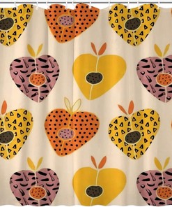 Farmhouse Style Stone Fruit Peach Shower Curtain with Fabric Material