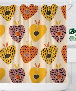 Farmhouse Style Stone Fruit Peach Shower Curtain with Fabric Material 