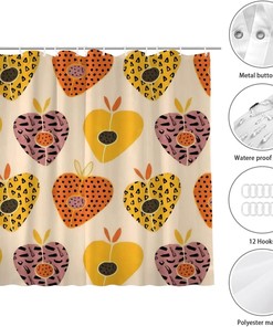Farmhouse Style Stone Fruit Peach Shower Curtain with Fabric Material 