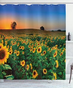 Farmhouse Summer Season Sunflower Print Shower Curtain for Bathroom Decor