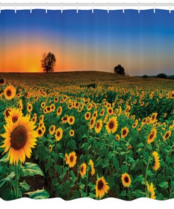 Farmhouse Summer Season Sunflower Print Shower Curtain for Bathroom Decor