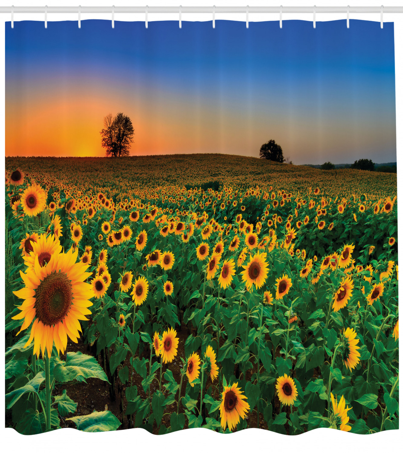 Farmhouse Summer Season Sunflower Print Shower Curtain for Bathroom Decor