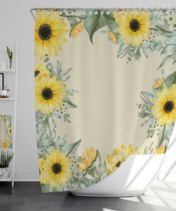 Farmhouse Sunflower Shower Curtain, Rustic Floral Bathroom Decor, Gift for Her 