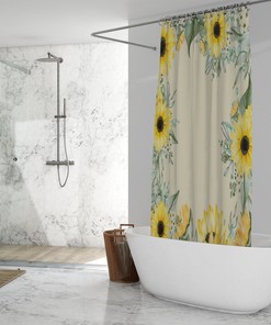 Farmhouse Sunflower Shower Curtain, Rustic Floral Bathroom Decor, Gift for Her